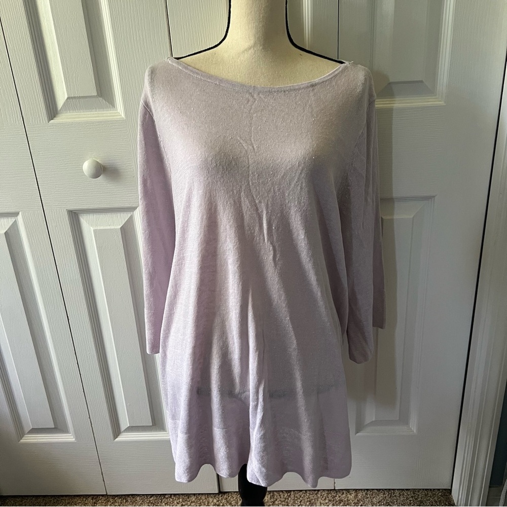 J. Jill Light Purple Long Sleeve Lightweight Slub Knit Linen Blend Top Size 2X